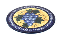 Polish Pottery Grapes Trivet with Cobalt Trim