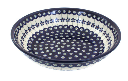 Polish Pottery Flowering Peacock Large Salad Bowl