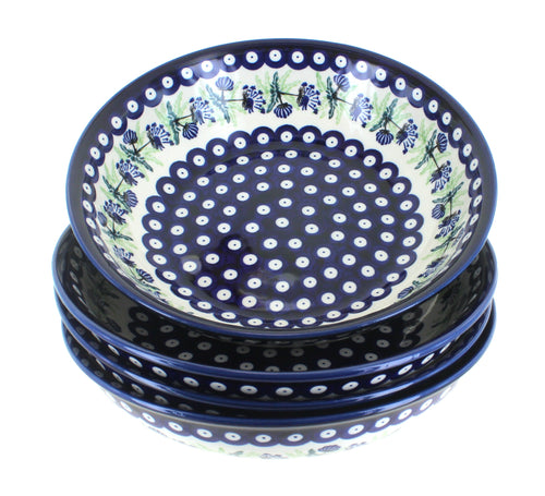 Polish Pottery Sweet Annie 4 Piece Large Salad Bowl Set