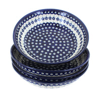 Polish Pottery Flowering Peacock 4 Piece Large Salad Bowl Set