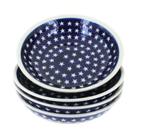 Polish Pottery Stars & Stripes 4 Piece Large Salad Bowl Set
