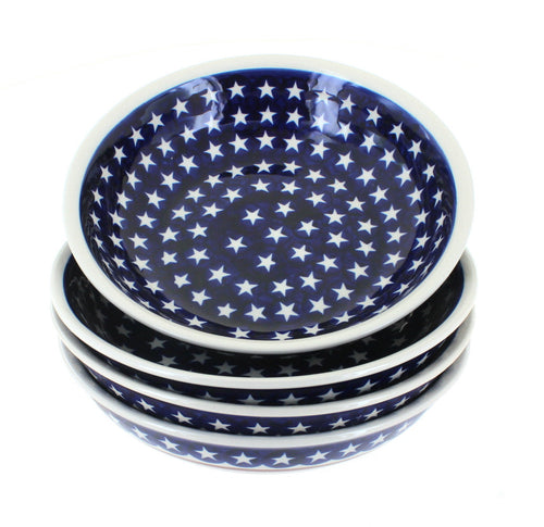 Polish Pottery Stars & Stripes 4 Piece Large Salad Bowl Set