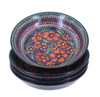 Polish Pottery Jungle Flower 4 Piece Large Salad Bowl Set