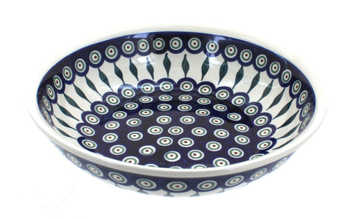 Polish Pottery Peacock Large Salad Bowl