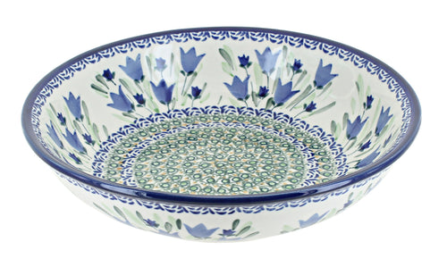 Polish Pottery Blue Tulip Large Salad Bowl