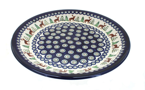 Polish Pottery Reindeer Pine Dinner Plate