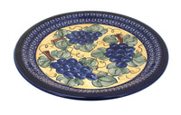 Polish Pottery Grapes Dinner Plate with Cobalt Rim