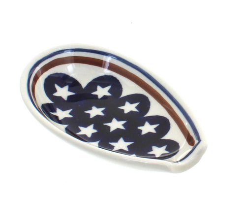 Polish Pottery Stars & Stripes Small  Spoon Rest