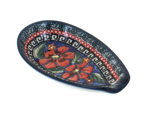 Polish Pottery Jungle Flower Small Spoon Rest
