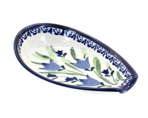 Polish Pottery Blue Tulip Small Spoon Rest
