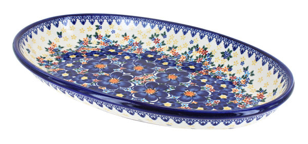 Blue Dahlia Oval Platter