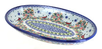 Polish Pottery Winter Cardinal Oval Platter