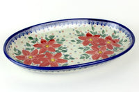Pointsettia Oval Platter Polish Pottery
