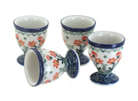 Polish Pottery Peach Posy Egg Cup Set