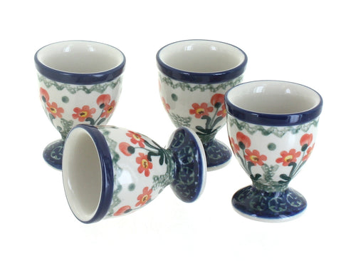 Polish Pottery Peach Posy Egg Cup Set