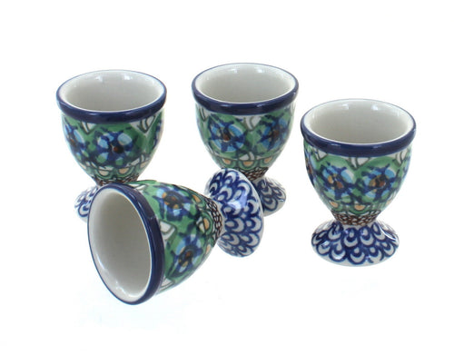Polish Pottery Mardi Gras Egg Cup Set