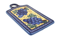 Polish Pottery Grapes Cutting Board with Cobalt Trim