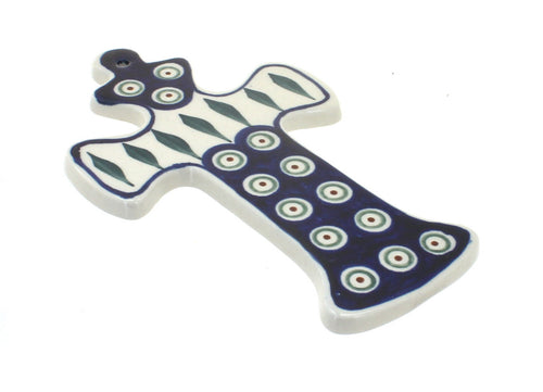 Polish Pottery Peacock Cross
