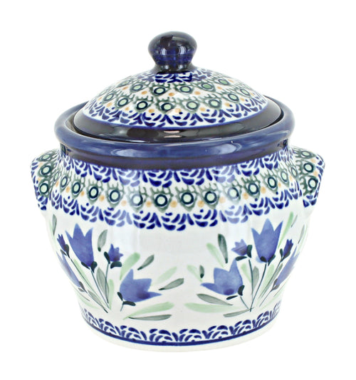 Polish Pottery Blue Tulip Small Canister