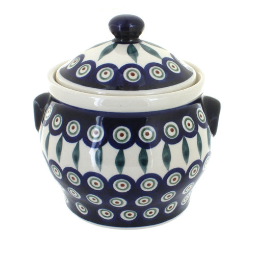 Polish Pottery Peacock Medium Canister