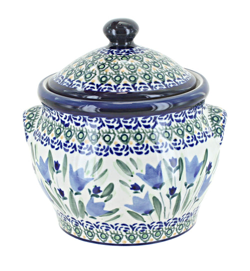 Polish Pottery Blue Tulip Medium Canister