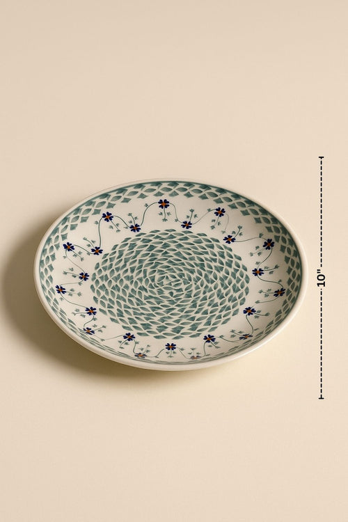 Sage Floral Dinner Plate Polish Pottery
