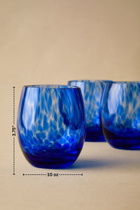 Cobalt Confetti Juice Glass Set Polish Pottery