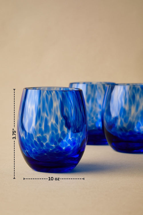 Cobalt Confetti Juice Glass Set Polish Pottery