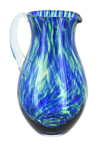 Polish Pottery Cobalt and Green Confetti Glass Pitcher