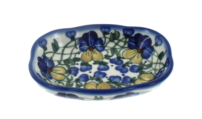 Polish Pottery Pansies Soap Dish