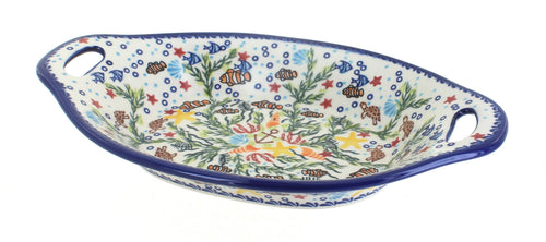 Polish Pottery Atlantis Bread Tray with Handles