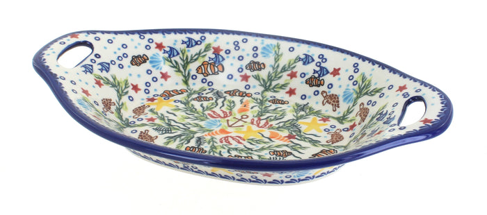 Polish Pottery Atlantis Bread Tray with Handles