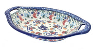 Polish Pottery Christmas Bounty Bread Tray with Handles