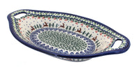 Polish Pottery Reindeer Delight Bread Tray with Handles