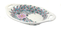 Polish Pottery Lilac Garden Bread Tray with Handles