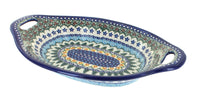 Polish Pottery Holiday Pine Bread Tray with Handles