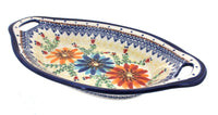 Polish Pottery Autumn Burst Bread Tray with Handles