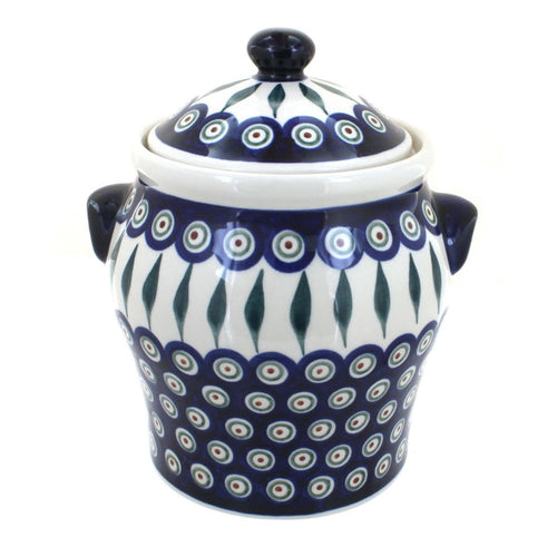 Polish Pottery Peacock Large Canister