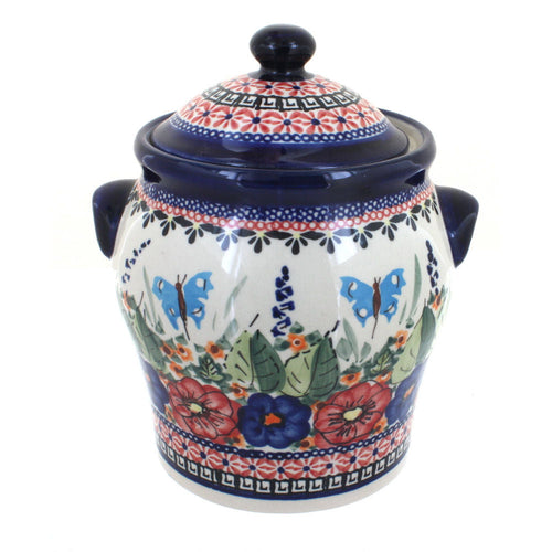 Polish Pottery Floral Butterfly Large Canister