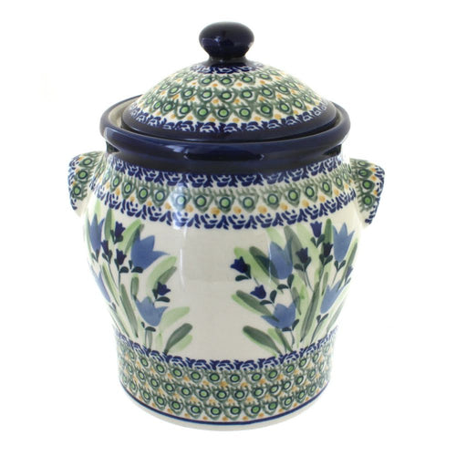 Polish Pottery Blue Tulip Large Canister