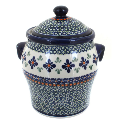 Polish Pottery Mosaic Flower Large Canister
