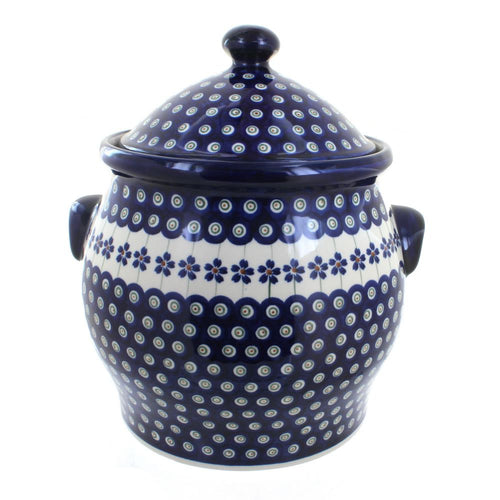 Polish Pottery Flowering Peacock Cookie Jar