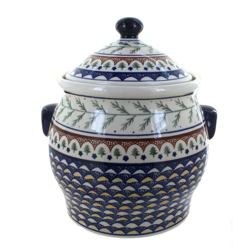Polish Pottery Evergreen Cookie Jar