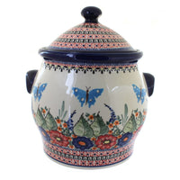 Polish Pottery Floral Butterfly Cookie Jar