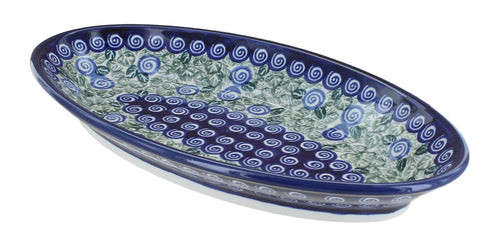 Polish Pottery Seaside Swirl Small Oval Platter