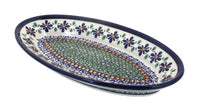 Polish Pottery Mosaic Flower Small Oval Platter