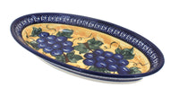 Grapes Small Oval Platter with Cobalt Trim Polish Pottery