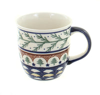 Polish Pottery Evergreen Plain Coffee Mug