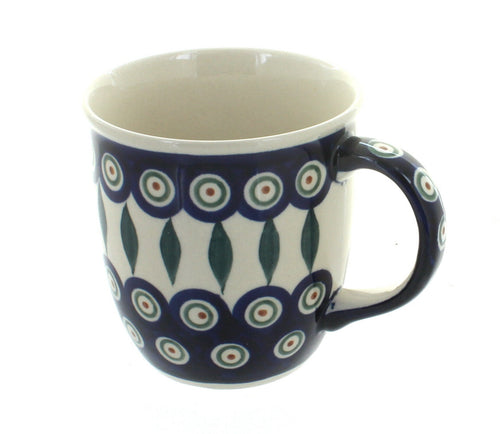 Polish Pottery Peacock Plain Coffee Mug