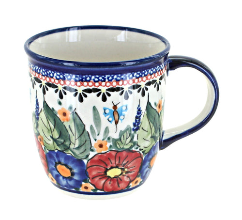 Polish Pottery Floral Butterfly Plain Coffee Mug